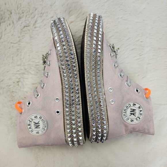 NEW Nan-Ku Couture Free People Cruise Stidded Mellow Mauve Pink High Top Sneaker - Picture 8 of 12